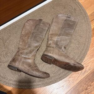 Frye Taupe Leather Heeled Boots